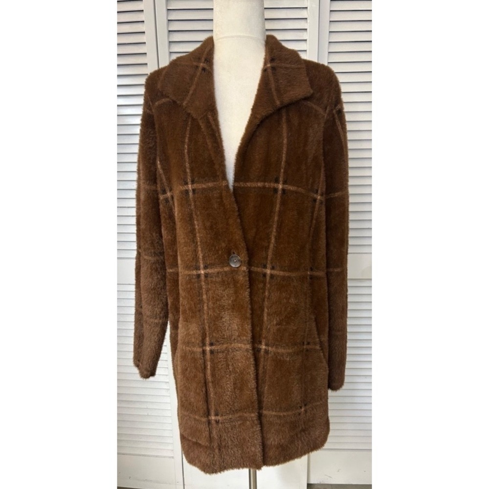 J Jill Brown Plaid Jacket Size Large